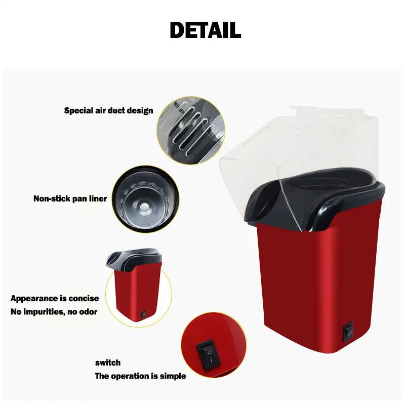 Popcorn Makers Mini Popcorn Machine Electric Household Appliance Machine Fully Automatic Popcorn Machine for Home Kitchen - Bavaro Shop
