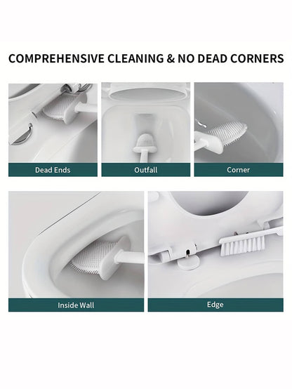Random Delivery Silicone Toilet Brush Set & Wall Mounted Toilet Brush Holder - Bavaro Shop