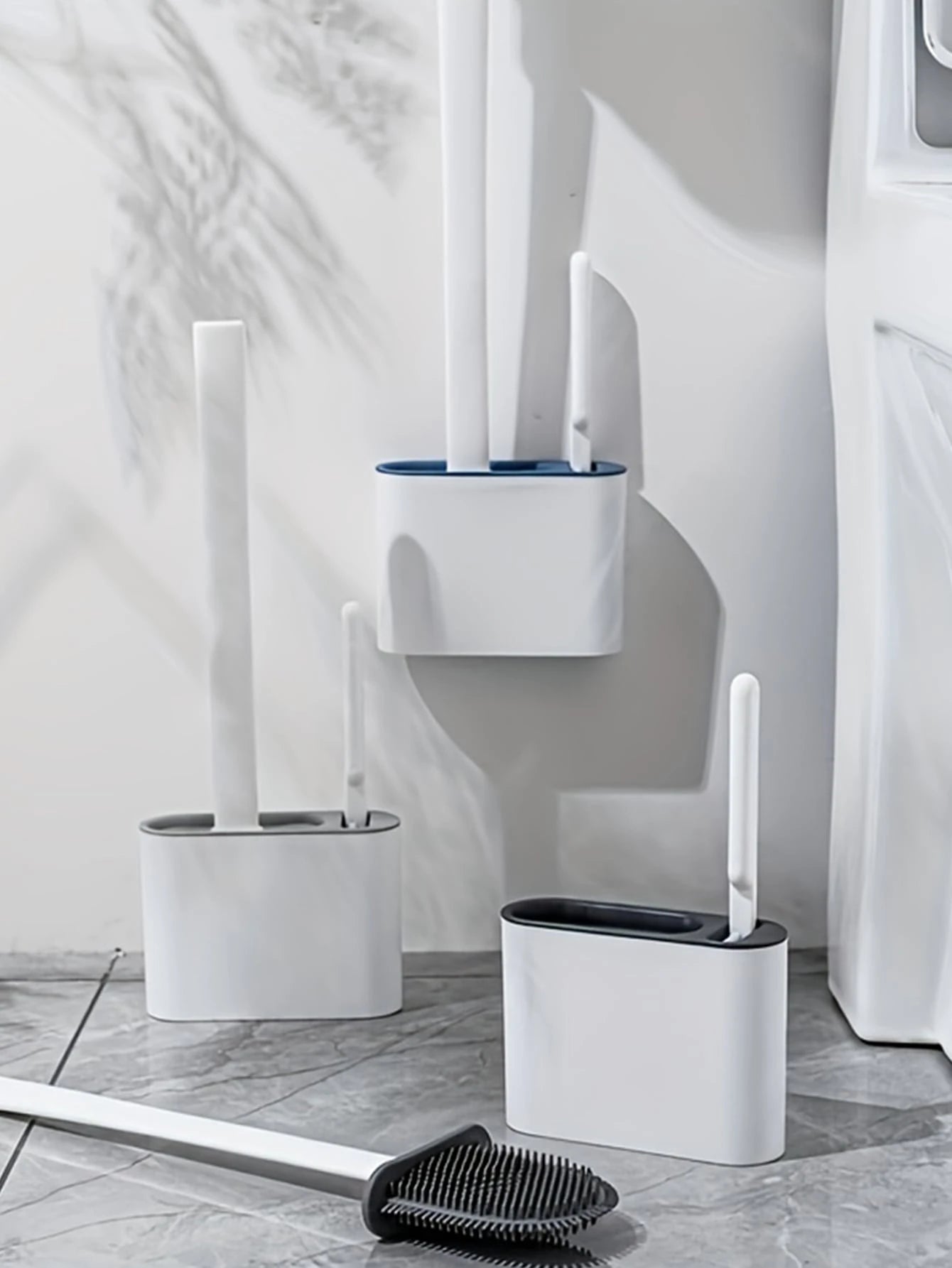 Random Delivery Silicone Toilet Brush Set & Wall Mounted Toilet Brush Holder - Bavaro Shop