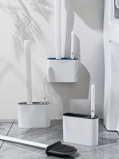 Random Delivery Silicone Toilet Brush Set & Wall Mounted Toilet Brush Holder - Bavaro Shop