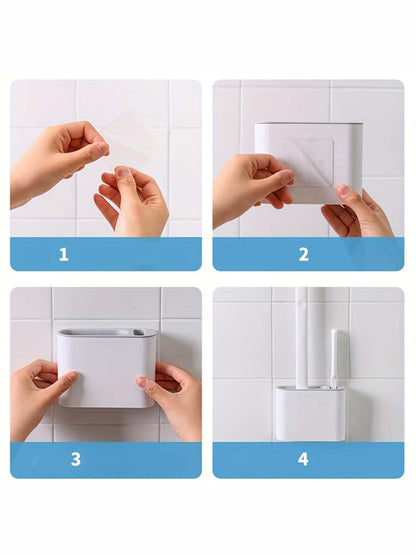 Random Delivery Silicone Toilet Brush Set & Wall Mounted Toilet Brush Holder - Bavaro Shop