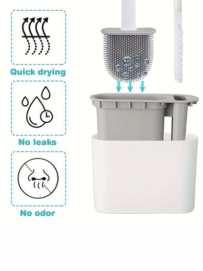 Random Delivery Silicone Toilet Brush Set & Wall Mounted Toilet Brush Holder - Bavaro Shop
