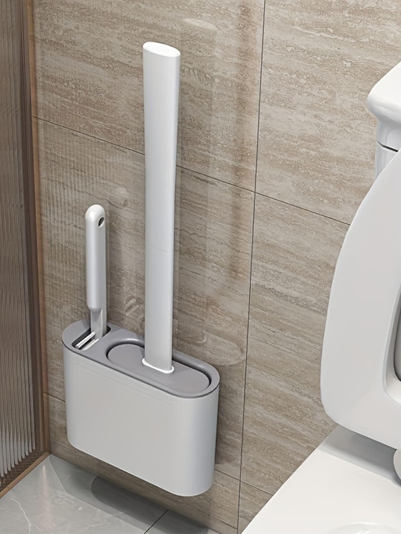 Random Delivery Silicone Toilet Brush Set & Wall Mounted Toilet Brush Holder - Bavaro Shop