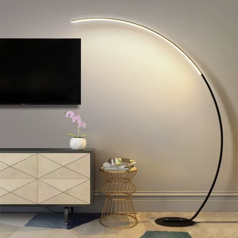 RGB Floor Lamp Indoor Arc Black White C APP Remote Lights Nordic Arc Floor Lamp for Dining Living Room Decor Bright Stand Lamp - Bavaro Shop