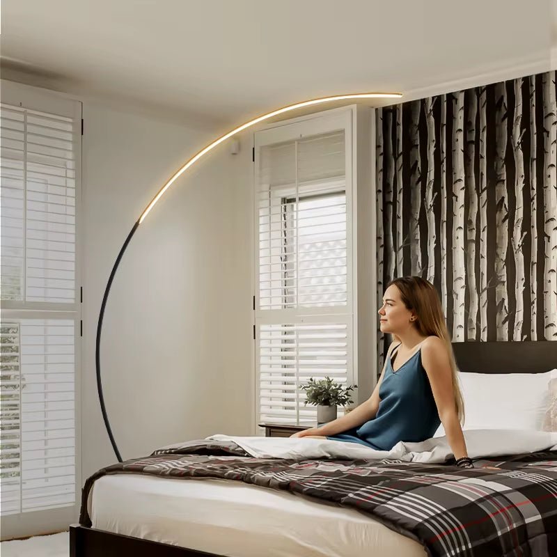 RGB Floor Lamp Indoor Arc Black White C APP Remote Lights Nordic Arc Floor Lamp for Dining Living Room Decor Bright Stand Lamp - Bavaro Shop
