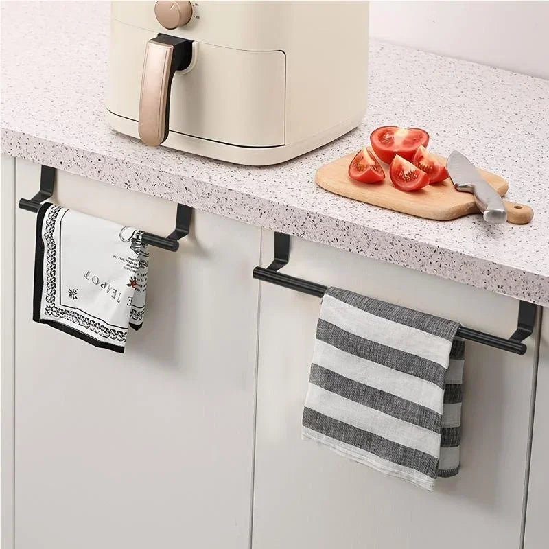 Towel Rod Steel Metal Wire over Cabinet Towel Rack Storage Organizer Bathroom Door Hanging Towel Rack Punch - Free Rag Hanger - Bavaro Shop