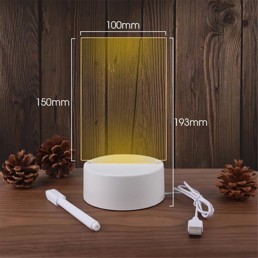 Transparent Luminous LED Night Lights USB Luminous Acrylic Night Light Erasable Write Message Board Calendar Desktop Ornaments - Bavaro Shop