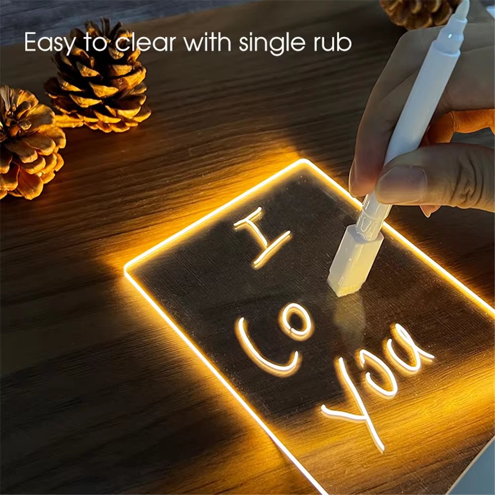 Transparent Luminous LED Night Lights USB Luminous Acrylic Night Light Erasable Write Message Board Calendar Desktop Ornaments - Bavaro Shop