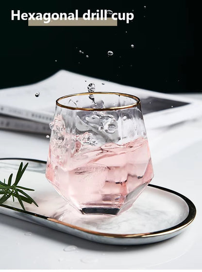 Whisky Glass,Water Glass,Juice Glass, Water Cup,Diamond Water Cup, Glass Cup,Drinkware - Bavaro Shop