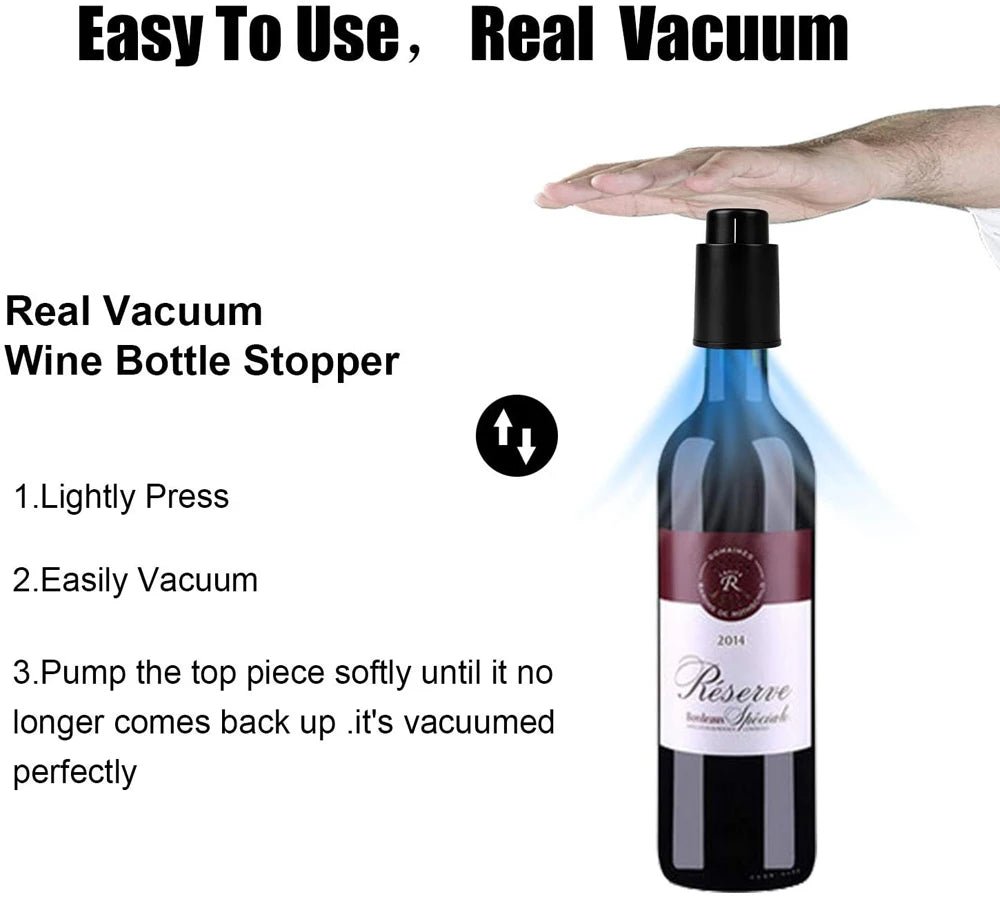 Wine Bottle Stopper Real Vacuum Wine Stoppers Reusable Wine Preserver Wine Corks Keep Fresh Best Gifts for Wine Lovers - Bavaro Shop