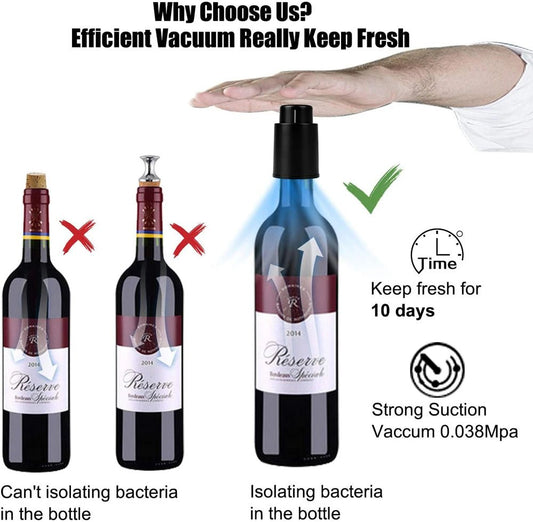 Wine Bottle Stopper Real Vacuum Wine Stoppers Reusable Wine Preserver Wine Corks Keep Fresh Best Gifts for Wine Lovers - Bavaro Shop